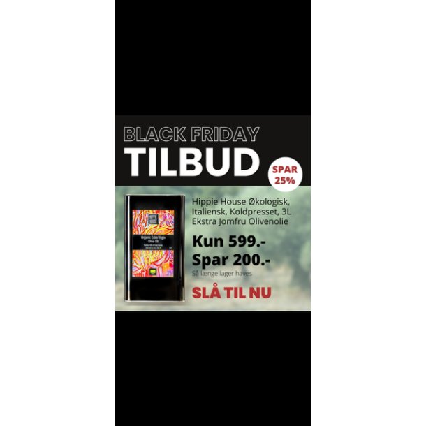 Black Friday -  kologisk Italiensk Koldpresset ekstra jomfru olivenolie 3L